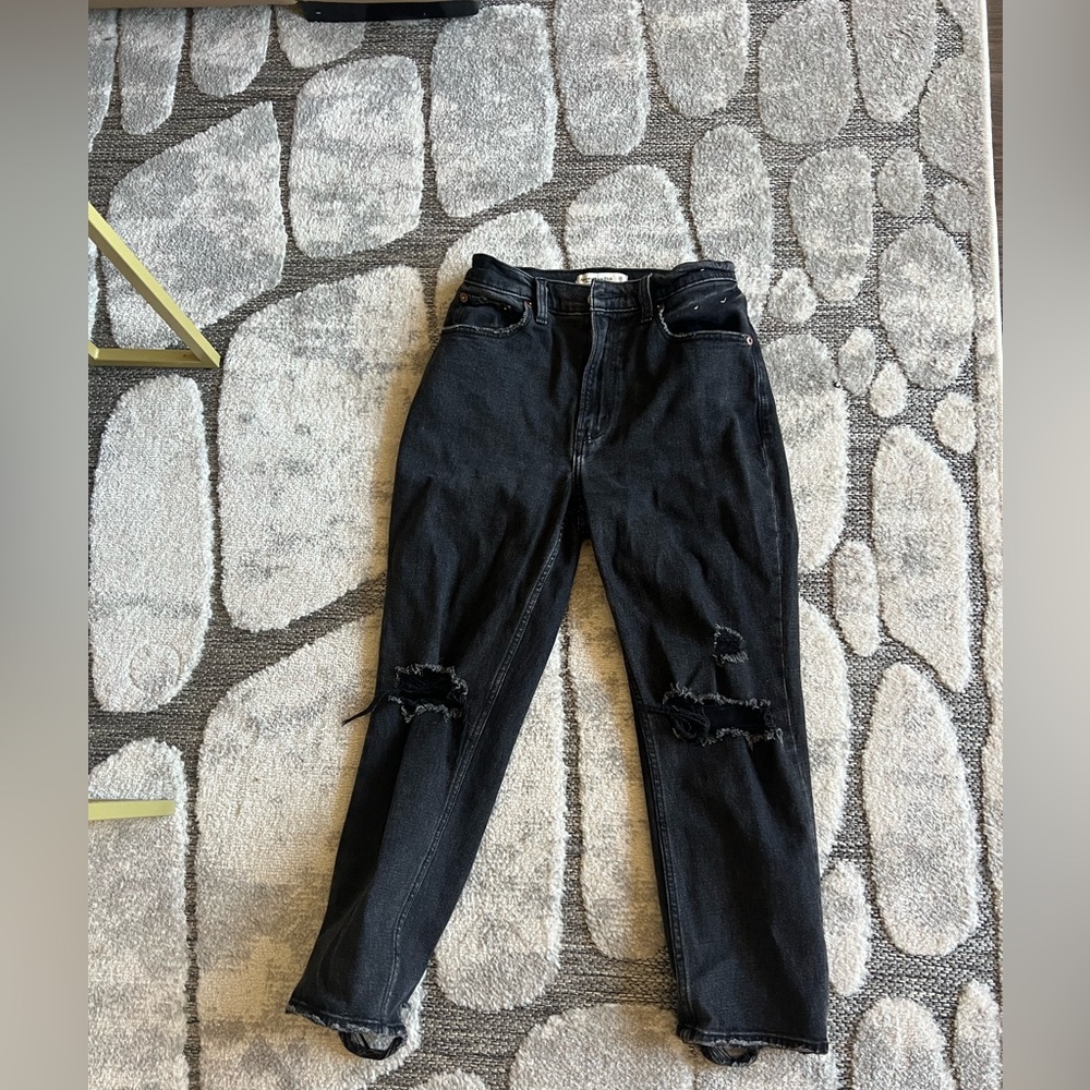 Abercrombie & Fitch Black Curve Love Ankle Straight High Rise Jeans